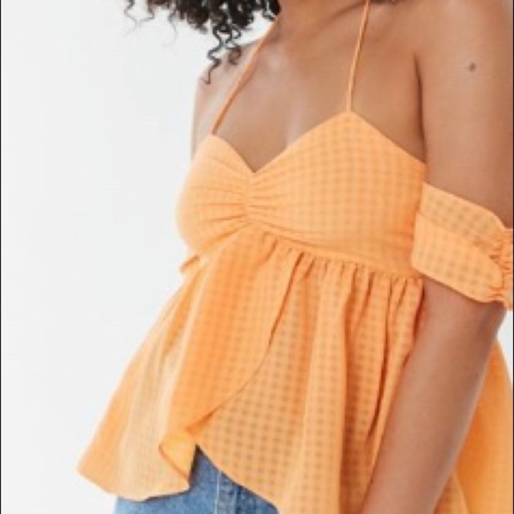 Urban Outfitters Orange Cold Shoulder Halter Top